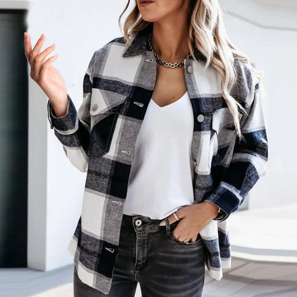 The Autumn Plaid Shacket with Silver Buttons for Women & Teens