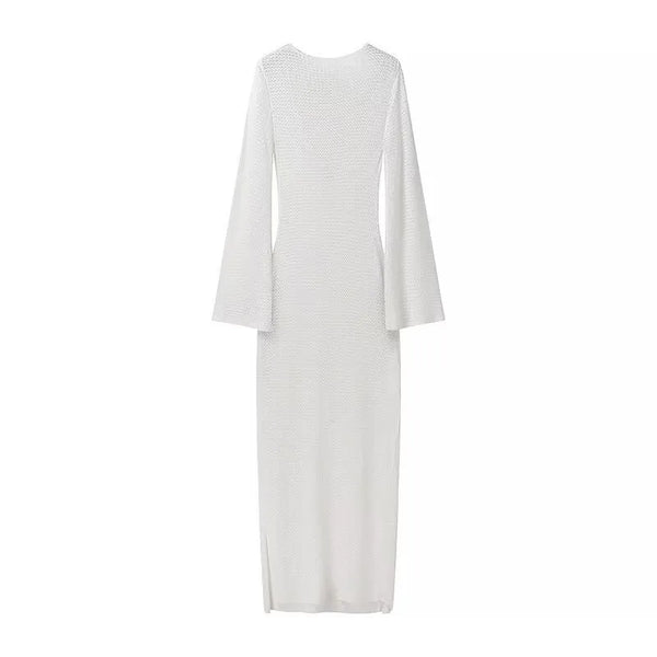 Salome Long Sleeve Crochet Swim Cover-Up Dress