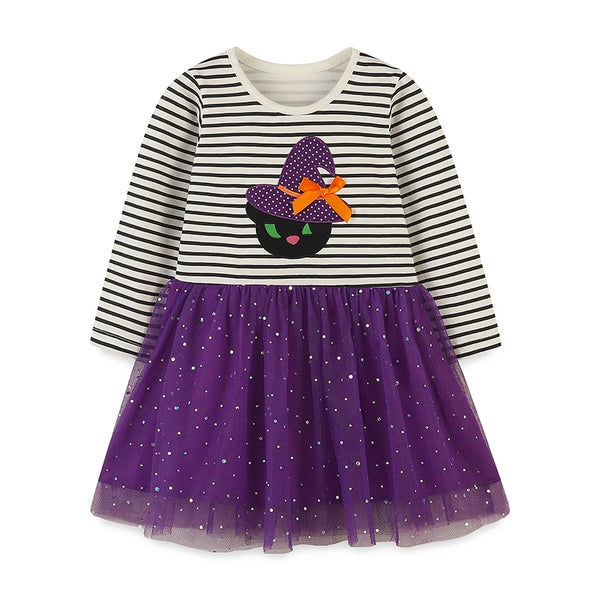 Sparkly Halloween Kitty Tulle Twirl Dress for Toddlers & Little Girls