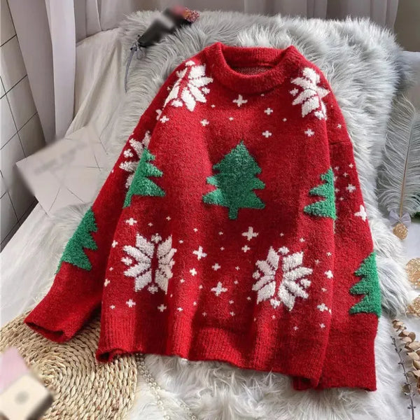 Fluffy Oversized Holiday Sweater for Women & Teens