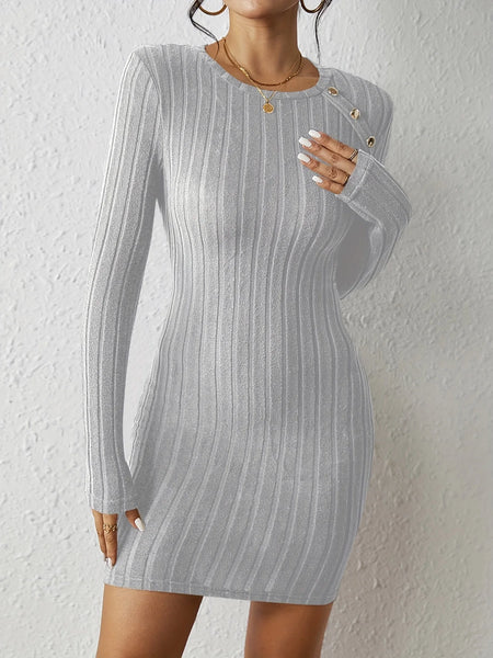 Jessica Ribbed Brushed Knit Long Sleeve Bodycon Sweater Dress