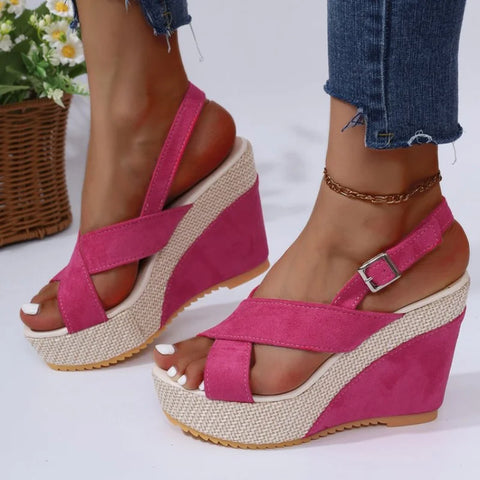 Cheeky Pinky Hot Pink Platform Wedge Sandals for Women & Teens