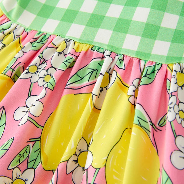 Lemons & Gingham Twirl Dress