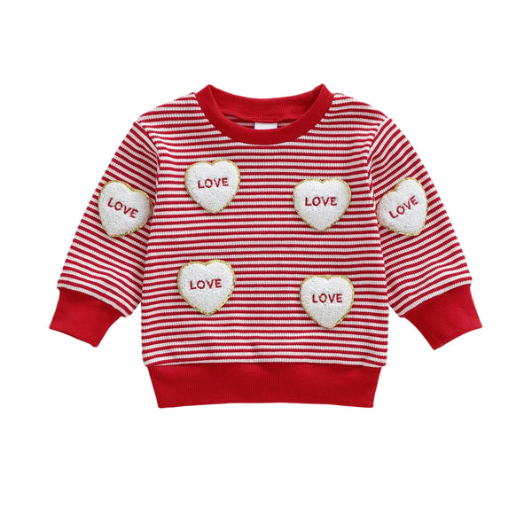 Candy Hearts Striped Long Sleeve Top for Baby & Little Girls