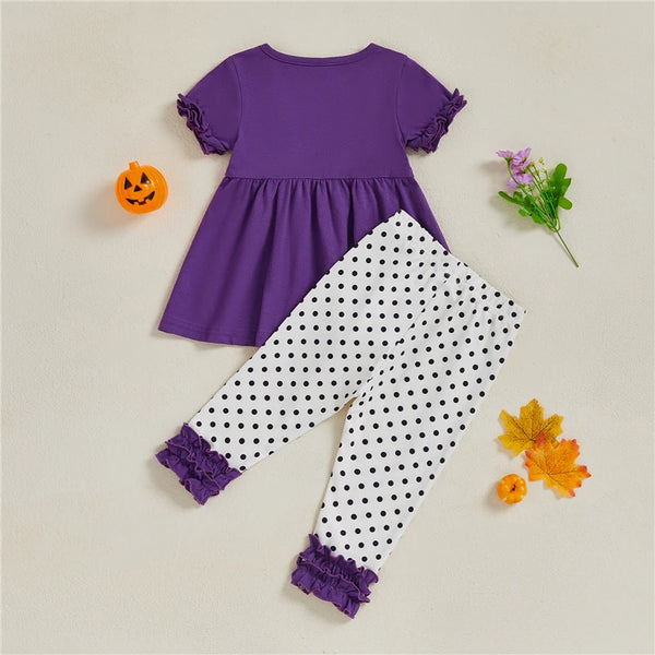 Boo Two Piece Top & Ruffled Leggings Set