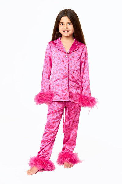 Satin Dreams Pink Snowflakes Holiday Pjs for Women, Girls & Teens