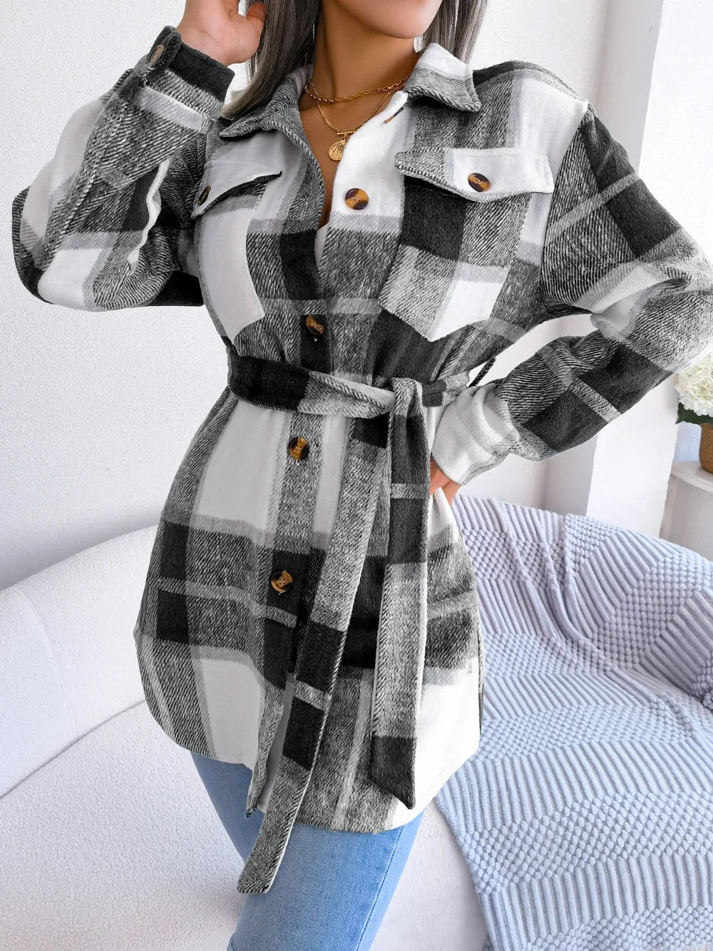 Julissa Plaid Wrap-Shacket