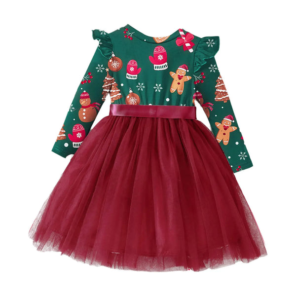 Christmas Baking Flutter Sleeve Dress for Toddlers & Little Girls