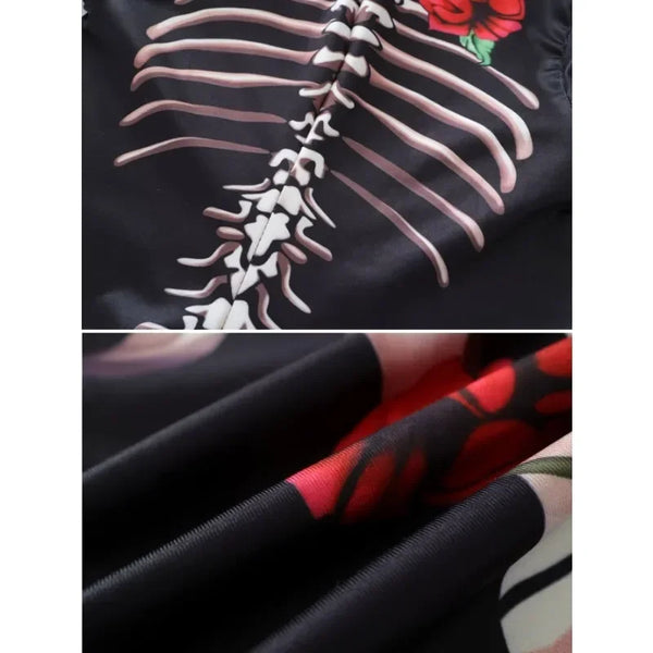 Momma & Me El Dia De Los Muertos Skeleton Rose Jumpsuit Costume for Women & Girls