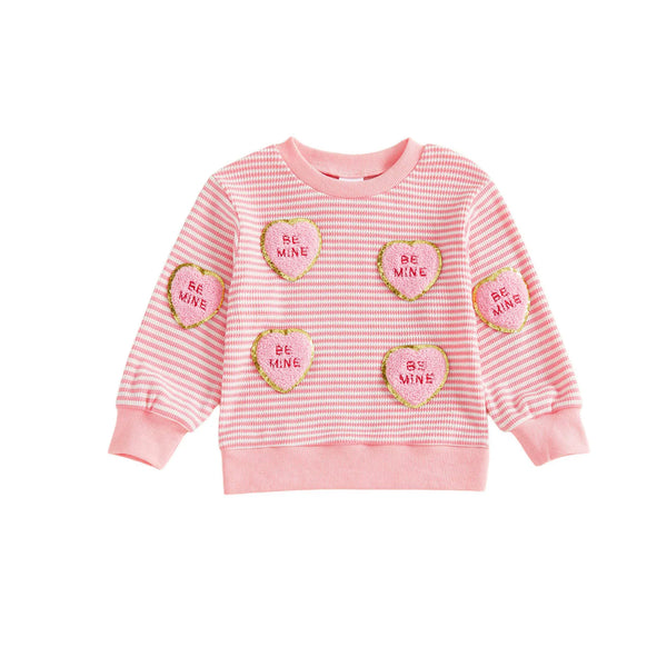 Candy Hearts Striped Long Sleeve Top for Baby & Little Girls