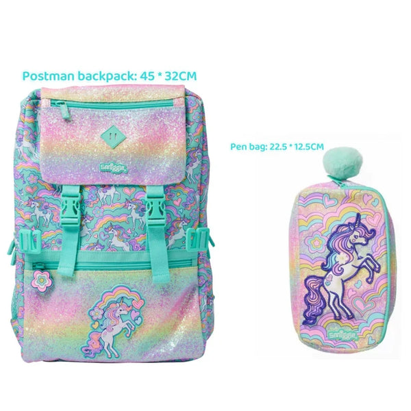 Smiggle® Pastel Unicorn Sparkly Extra Large Capacity Backpack & Accessories