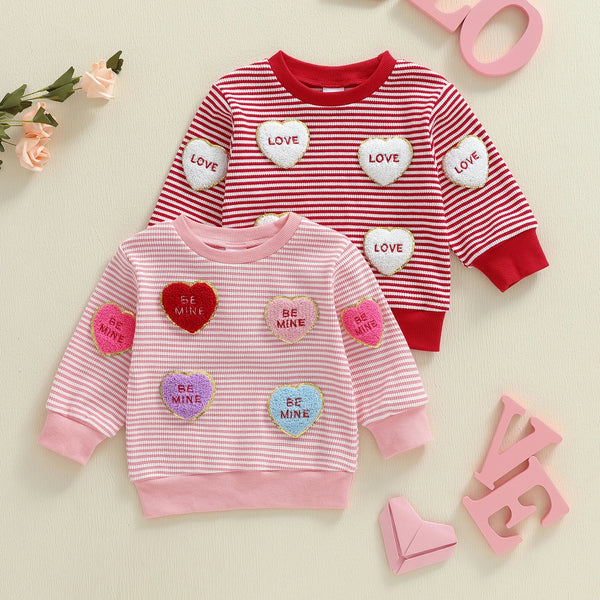 Candy Hearts Striped Long Sleeve Top for Baby & Little Girls