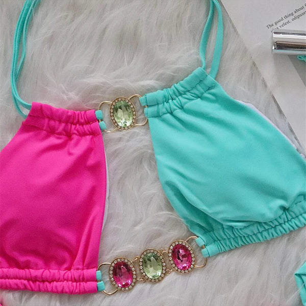Jewel Girl Halter Side Tie Bikini for Women-More Colors!