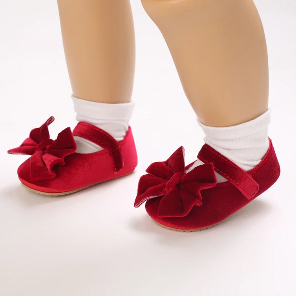 Twinkle Toes Velvet Bow Dress Shoes for Baby & Toddler Girls
