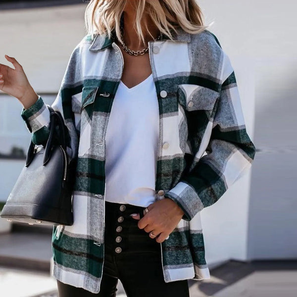 The Autumn Plaid Shacket with Silver Buttons for Women & Teens