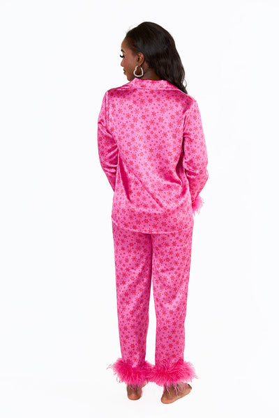 Satin Dreams Pink Snowflakes Holiday Pjs for Women, Girls & Teens