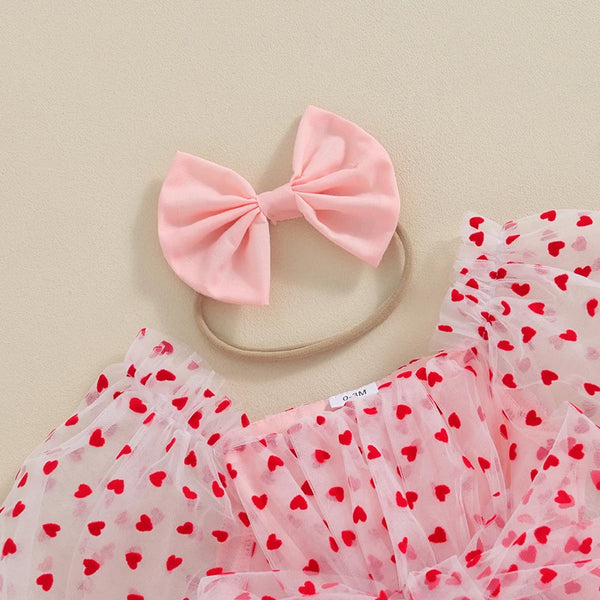 Happy Hearts Tutu Romper Dress for Baby Girls