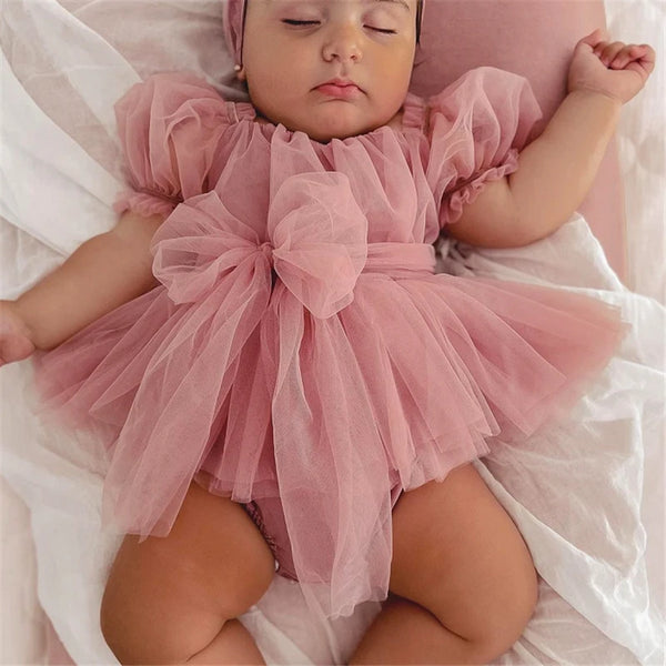 Abigail Fluffy Tulle Special Occasion Romper Dress for Baby Girls