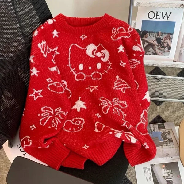 Hello Kitty Over-Sized Holiday Sweater for Teens & Women