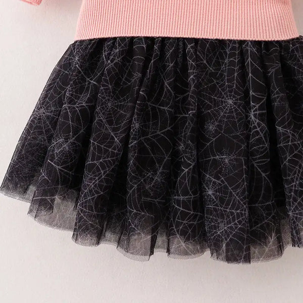 "Boo" Embroidered Sweater & Spiderweb Skirt Outfit for Babies & Girls