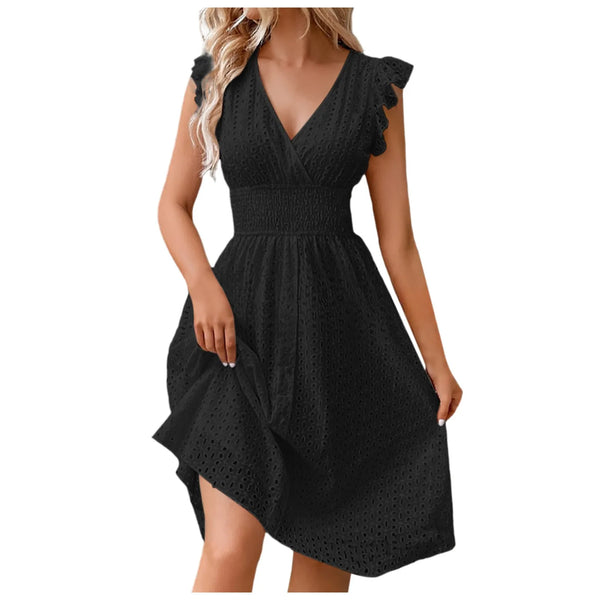 Sara V-Neck Eyelet Dress