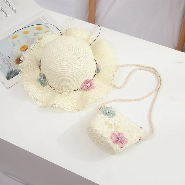 Sunny Summer Straw Hat & Purse Set for Little Girls