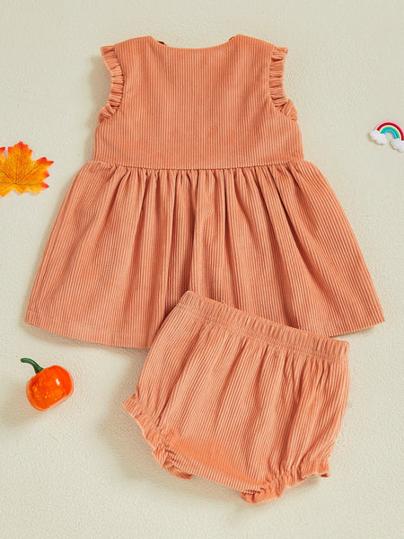 Little Pumpkin Orange Corduroy Outfit for Baby & Toddler Girls