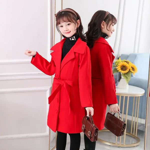 Maria Longline Dressy Wool Blend Coat for Girls