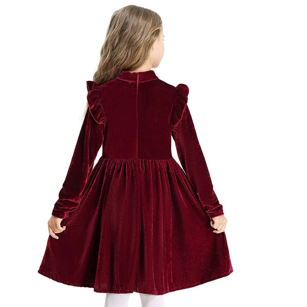 Amberlee Ruffled Velvet Dress for Girls