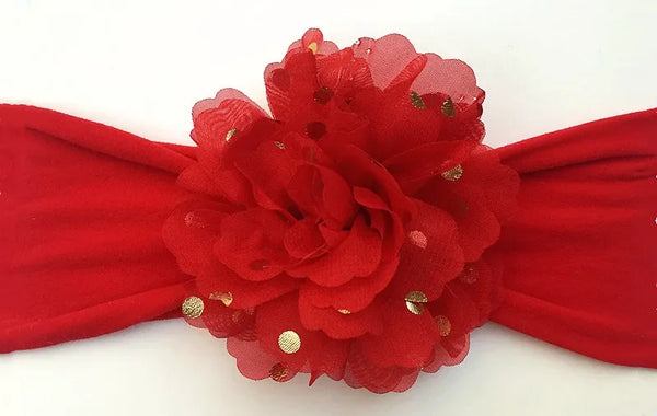 Sparkly Floral Stretchy Chiffon Headband for Baby Girls