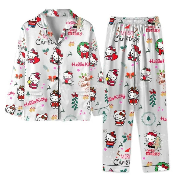 Hello Kitty Soft Satin Christmas Pjs for Women, Teens & Girls