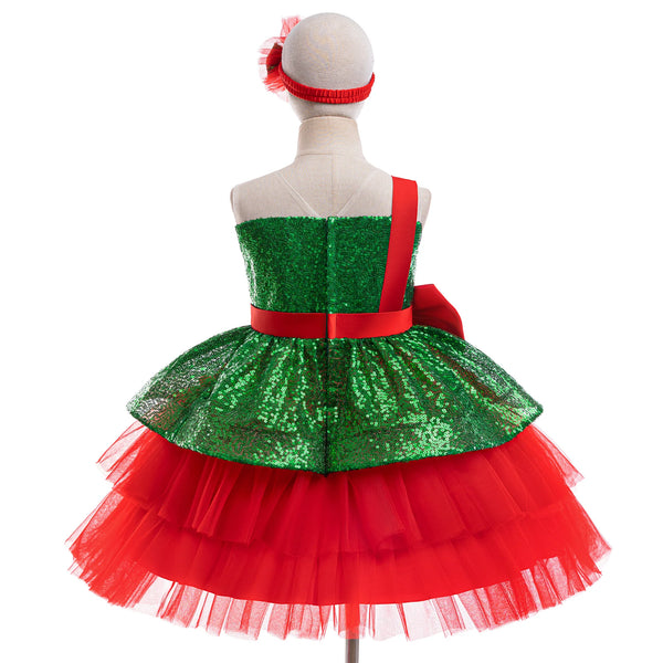 The Merry Sequin Red Bow Fancy Party Holiday Dress for Girls