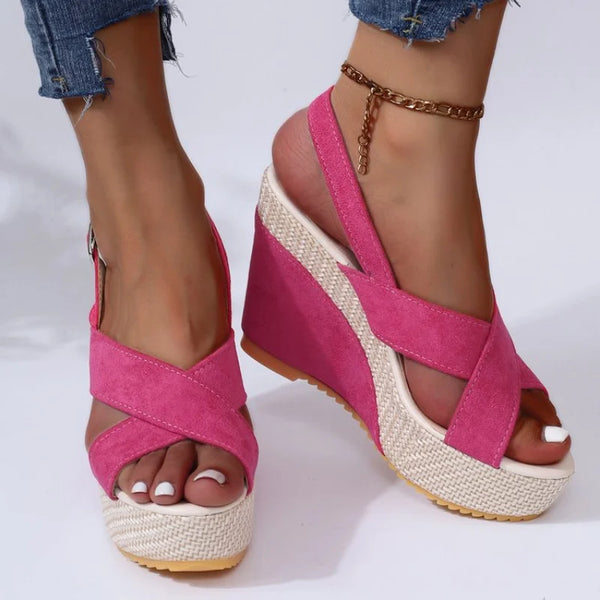 Cheeky Pinky Hot Pink Platform Wedge Sandals for Women & Teens