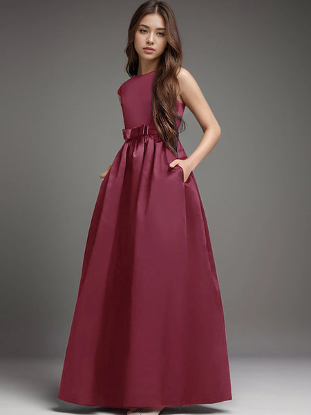 River Sleek Satin Formal Dress with Pockets for Girls & Tweens