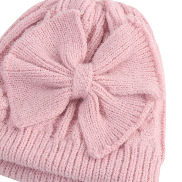 Cutie Boo Cable Knit Baby Beanie with Bow