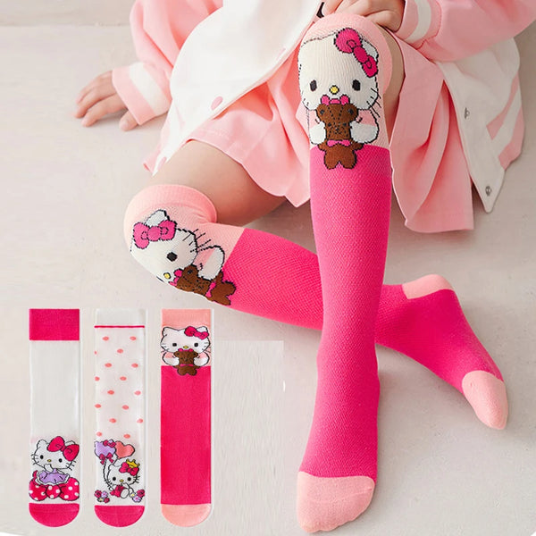 3 Pack: Hello Kitty™, Cinnamoroll™, Kuromi™ or MyMelody™ Knee High Socks for Girls