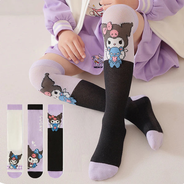 3 Pack: Hello Kitty™, Cinnamoroll™, Kuromi™ or MyMelody™ Knee High Socks for Girls