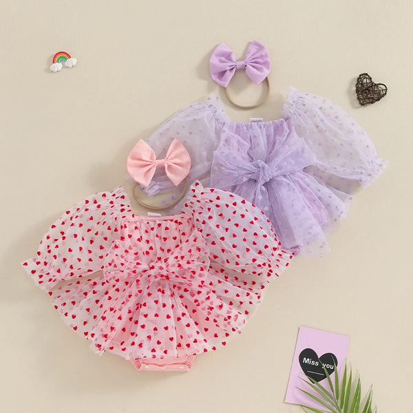 Happy Hearts Tutu Romper Dress for Baby Girls