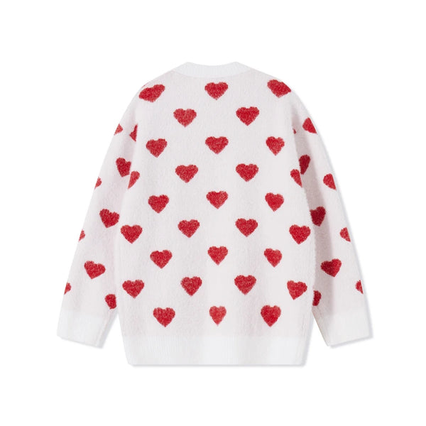 Momma & Me Open Front Super Soft Heart Print Cardi with Pockets