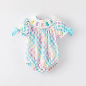 Pastel Bunny Gingham Romper