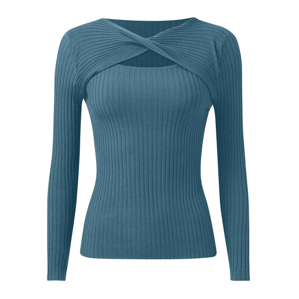 Jaime Peak-a-Boo Twist Ribbed Knit Sweater for Women