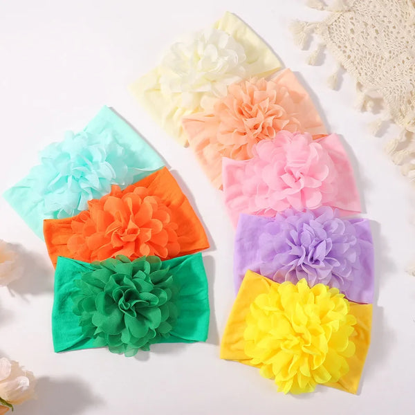 4pcs/set Chiffon Stretchy Flower Headband for Baby Girls