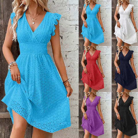 Sara V-Neck Eyelet Dress