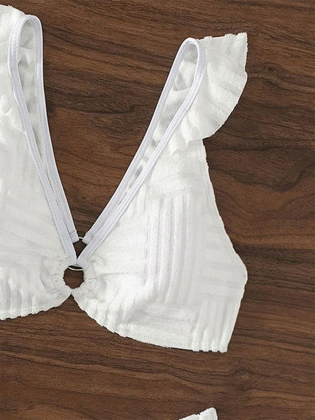 The Andi White Ruffle Side Tie Bikini For Women