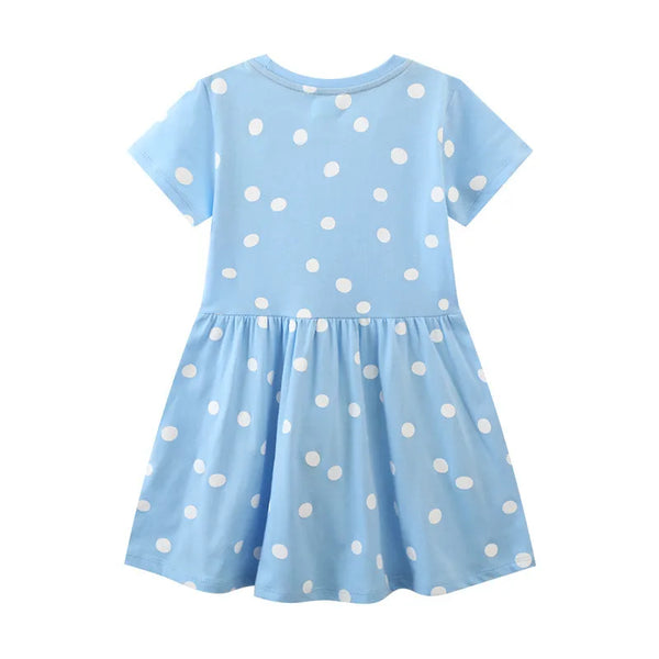 Little Blue Polka-Dot Ladybug Twirl Dress