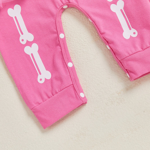 Pink Skeleton Romper with Tulle Tutu skirt for Baby Girl