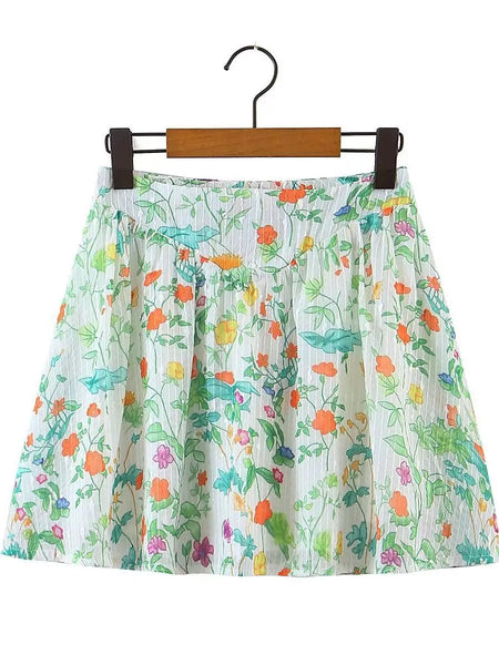 The Linnea Floral Crop Top & Skirt Set for Women & Teens