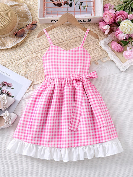 Alina Pink & White Gingham Dress