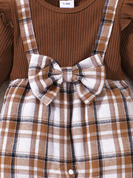 Emily Flutter Sleeve Plaid Romper Outfit for Baby Girl