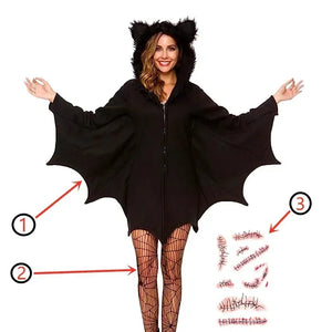 Mama Bat Women's Bat Costume with Furry Hood- EXTENDED SIZES!